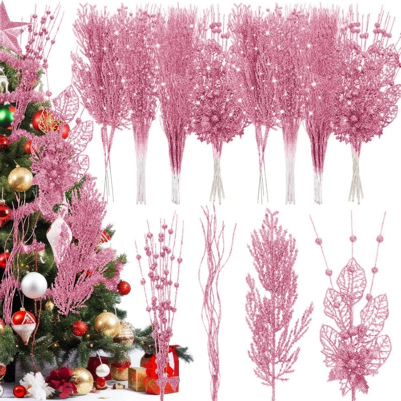 Florist Supply Bulk - 12Pcs Pink Christmas Tree Decoration Artificial