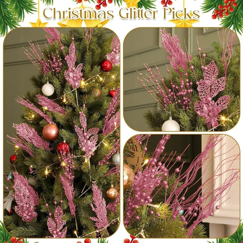 12Pcs Pink Christmas Tree Deco - đánh giá và giá Florist Supply Bulk